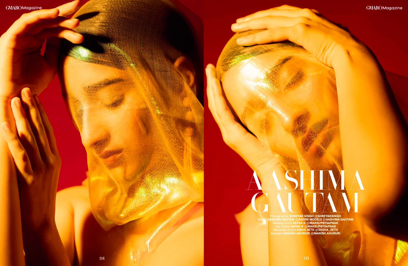 The Meraki Project "Did I Ask You?" spread, model in white with pink accents, photographed by Shreyak Singh